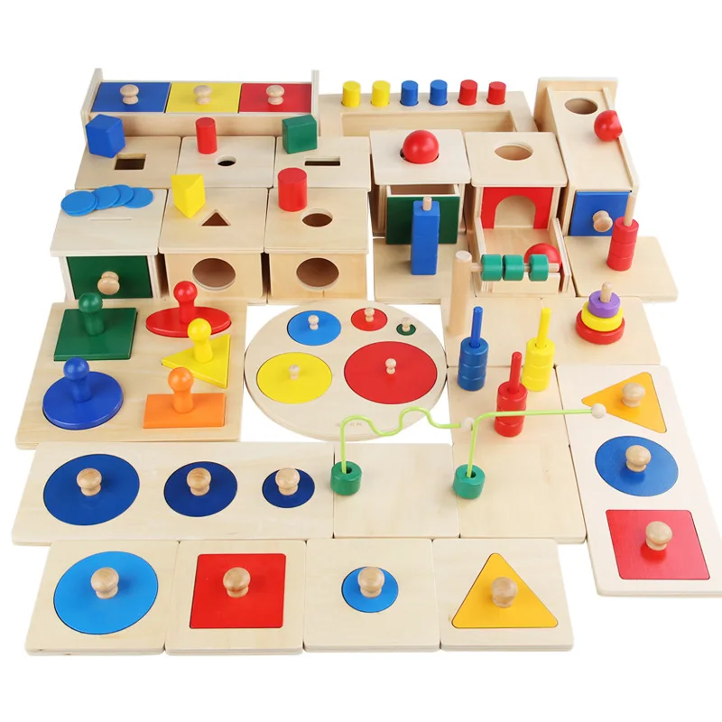 Montessori Kids Wooden Coin Box Drawer Game Science Educational Preschool Training Baby Early Learning Teaching Aids Toys
