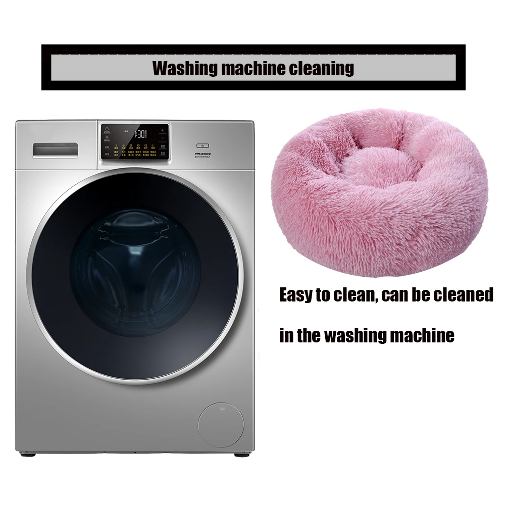 
OEM Round Plush washable with Zipper House Dog Mat Winter Warm Sleeping Cats Nest Soft Long Plush Dog Basket Cat Dog sofa Bed 