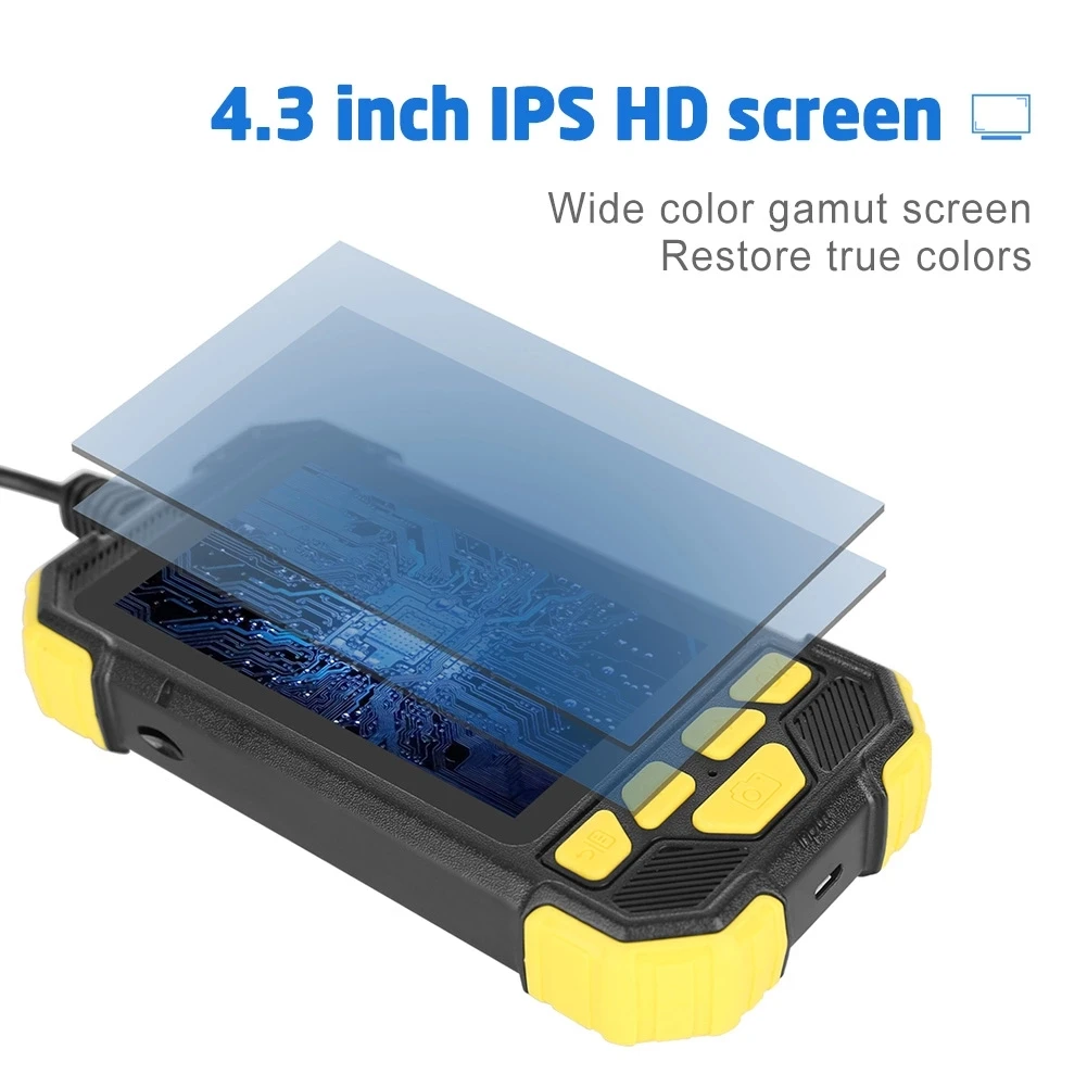 Y19 Handheld Inspection Camera 4.3inch screen 8mm lens 1080P 5M rigid cable 8led portable endoscope video borescope camera