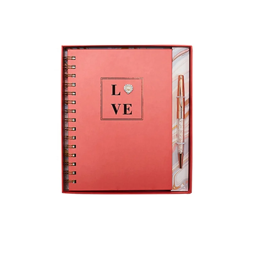 
2020 New product Notebook And Pen Gift Set For Love, Custom Luxury Office Stationery Set With Heart Pearl 