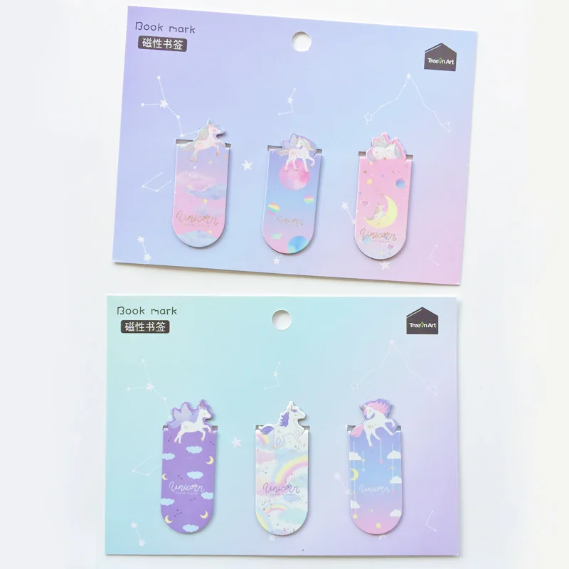 1 Set Fresh Cactus Sakura Unicorn Magnetic Bookmarks Books Marker Of Page Student Stationery School Office promotion