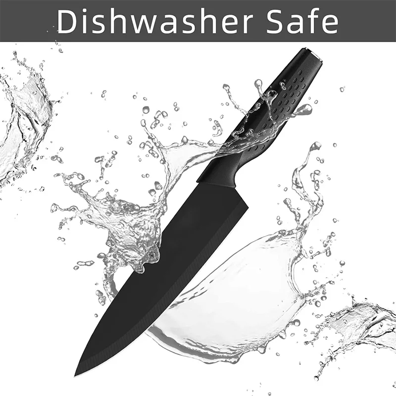 High Carbon Stainless Steel Kitchen Knife Set 15 Pieces Kitchen Knife Block Set With Wooden Block 6 Steak Knives Cutlery