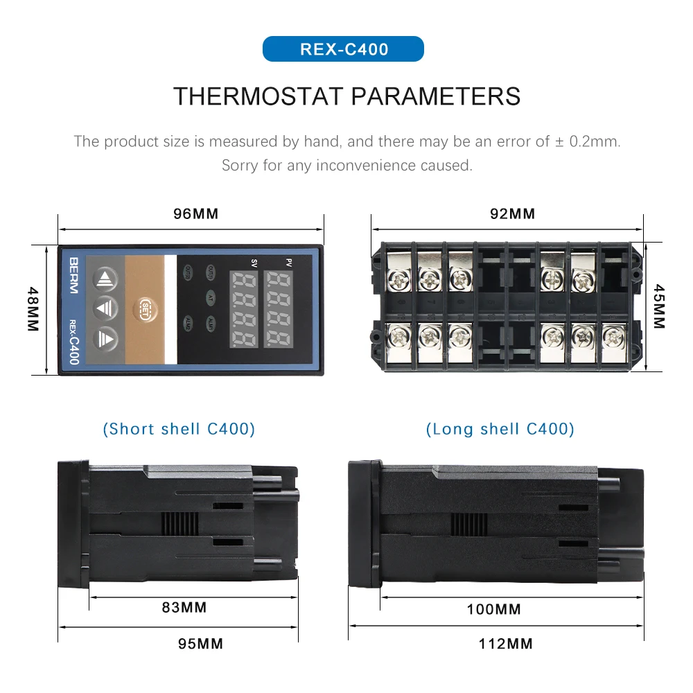 BERM REX-C400 Intelligent PID Thermostat 220V K Type/J Type/PT100 Input Temperature Controller
