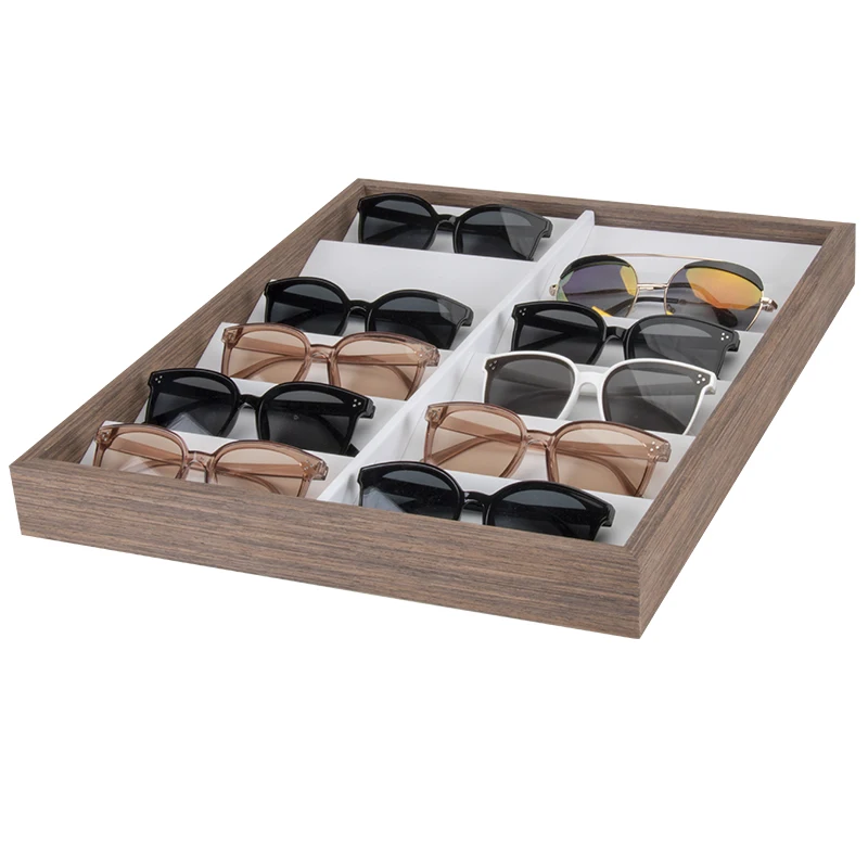 Hot Sale Wholesale Black Walnut Wood 12 Sunglasses  Packaging Eyeglass Sales Display Tray Ladder Props