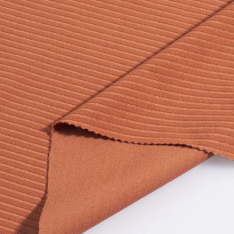 Stock High Elastic Polyamide Spandex Stripes Ribbed Leggings Weft Knitted Rib Yoga Fabric For Sportswear