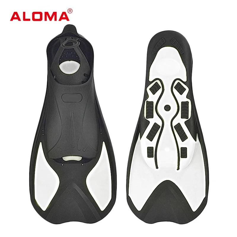 ALOMA Custom footpockets Silicone Snorkel Swimming rubber flipper Surfboard short swim Training fins for adults