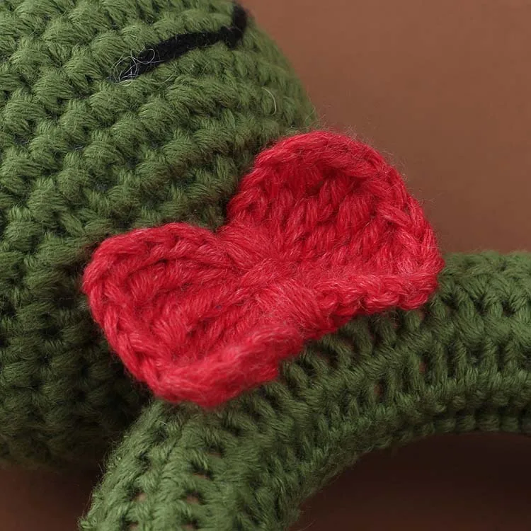 Handmade Frog knitting Rattle Infants Teething Ring Baby Teether Natural Beech Wood Ring Crochet Teeth Chewable Soothing Toy