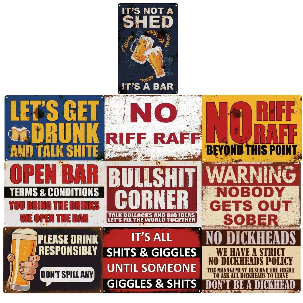 No Riff Raff  Wholesale Funny Metal tin Signs Riff Raff Warning Beer vintage poster home pub bar decor
