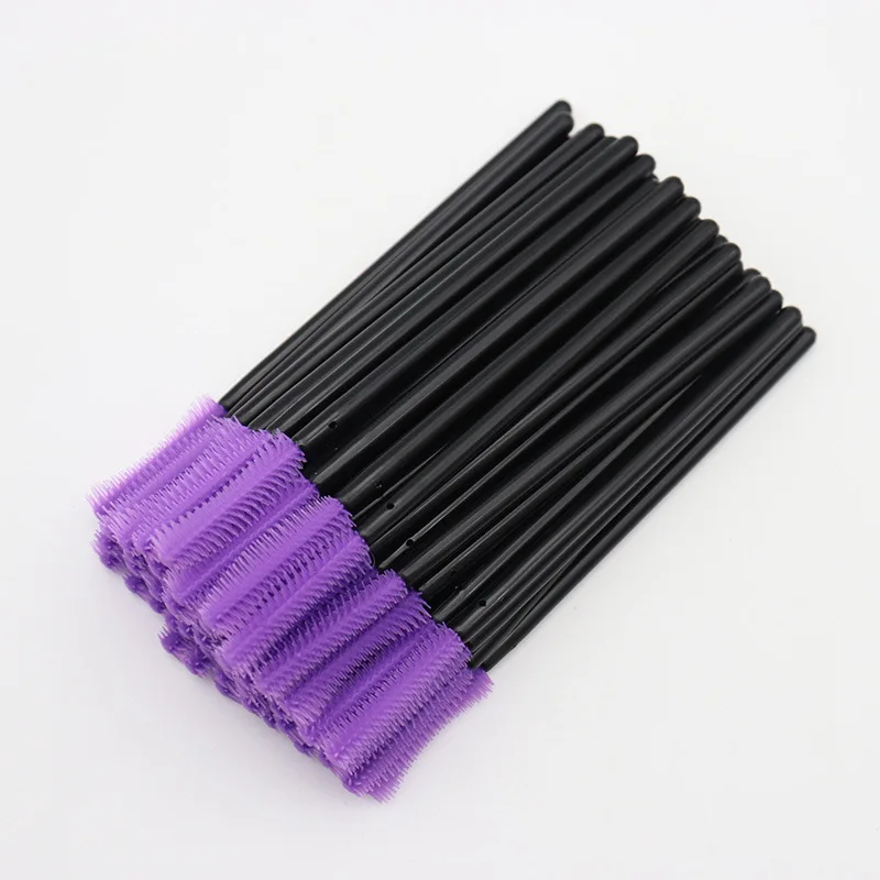 single Eyeshadow Eyelash Eyebrow Makeup Brushes 50pcs Disposable Eyelash Brush Silicone Eyelash Remover Spiral Brush