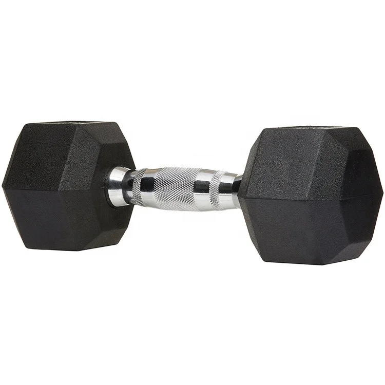 Professional commercial rubber coated hex dumbbells set