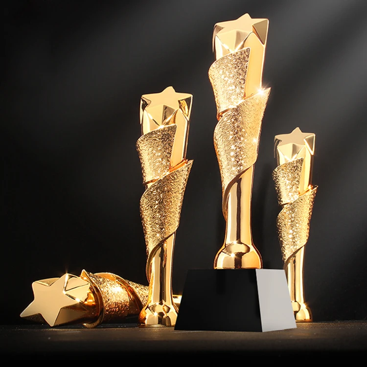 Gold Rising Star Crystal Trophy Resin Award