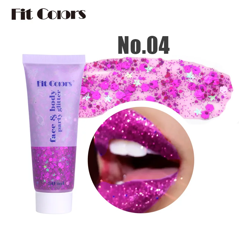 Wholesale Sequin Gel Mermaid Face Body Lips Eye Shadow Colorful Stage Makeup Shiny Party Glitter 50ml