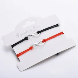 2pcs/set Vintage Infinite Sign Charm Bracelets For Couple Friendship Red And Black Rope Handmade Women Bracelet Men Jewelry
