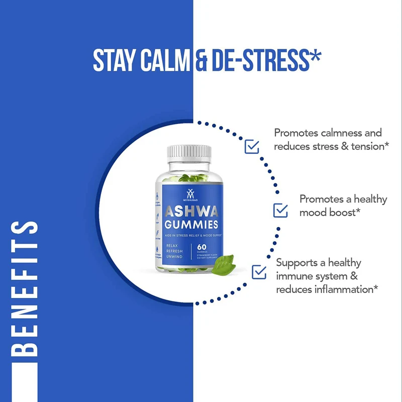 Organic Immune Support Natural Ashwagandha Gummies For Deep Relaxation And Sleep Improvement