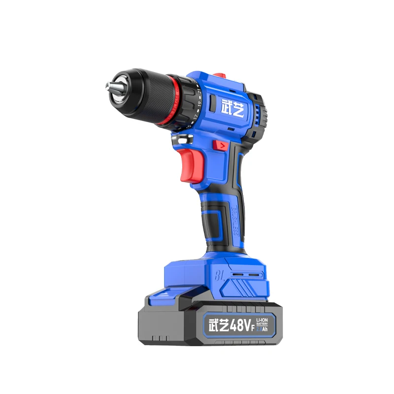 48V WY-6820 Ternary Lithium Battery 1800mah Brushless Motor Single Speed Industrial Drill Building Impact Drill 5 Pcs KH 20MM