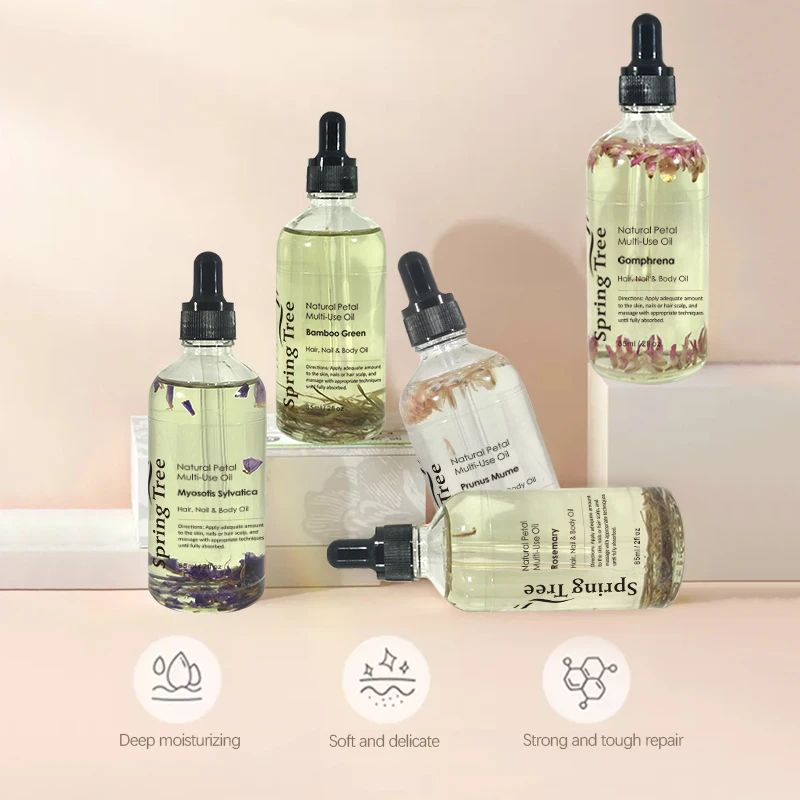 Factory Supply Hair Face Oil Plant Extract Massage Aromatherapy Rose Petal Multi-Use Oil Set