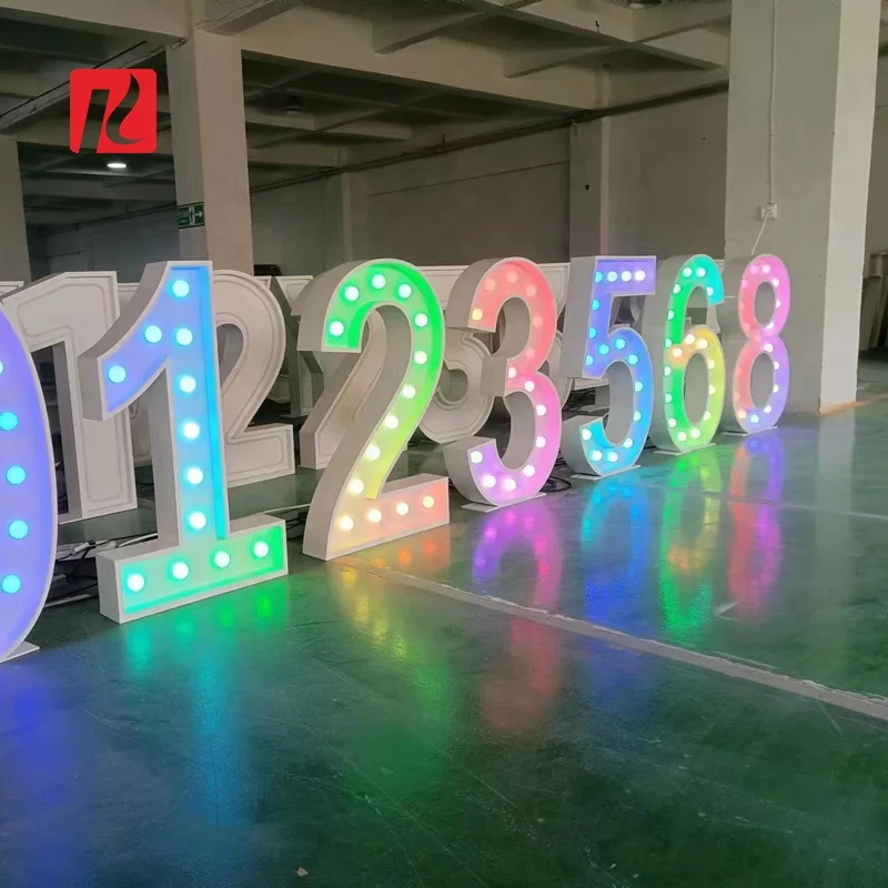 Kexian Customized 0-9 Light Up Numbers Large Alphabet Letters Giant 0-9 Marquee Number 3ft 4ft 5ft Marquee Letters