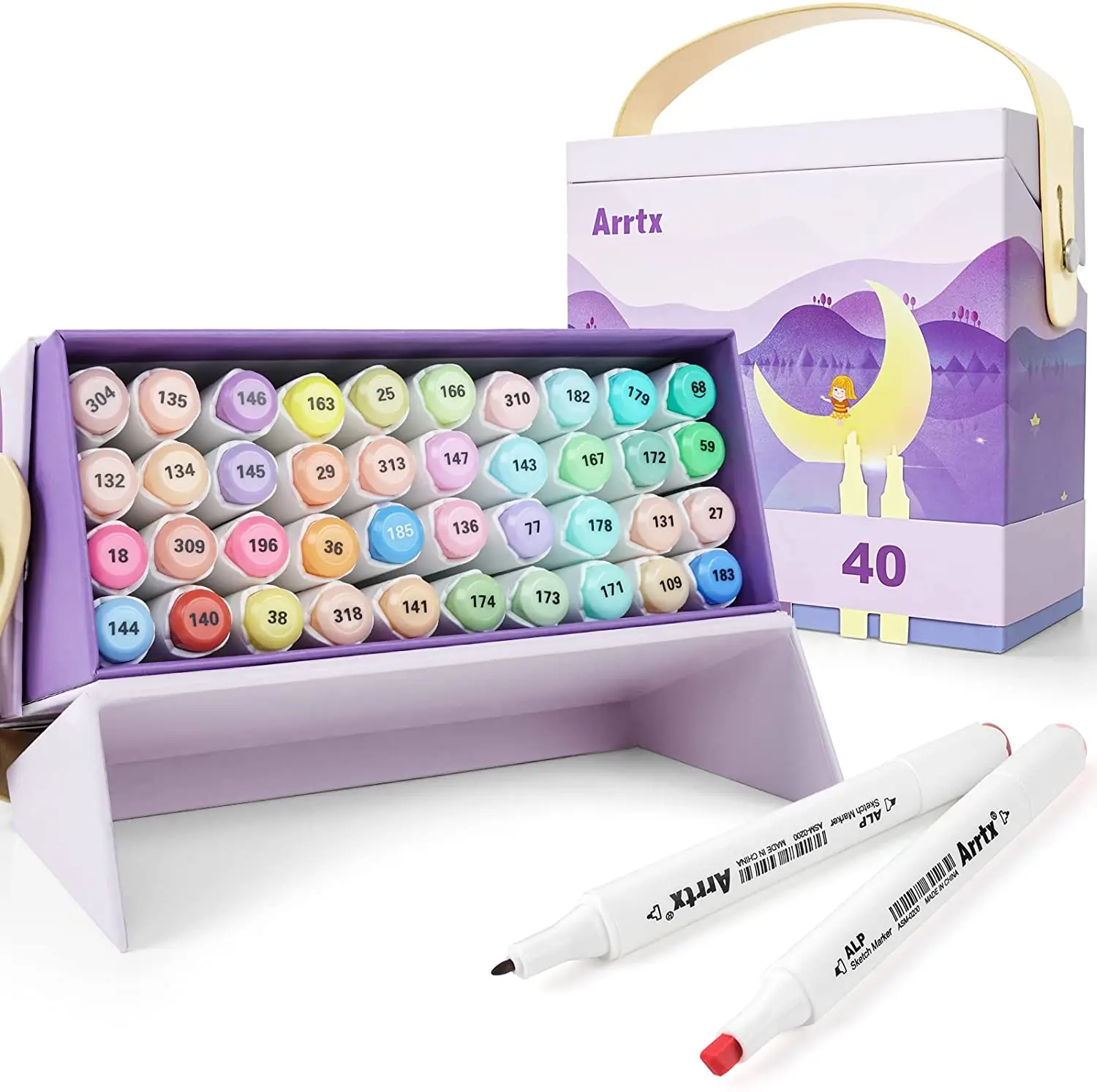 Arrtx ALP 40 Pastel Colors Marker Set Dual Head Manga Drawing Pens for Anime Illustration Design
