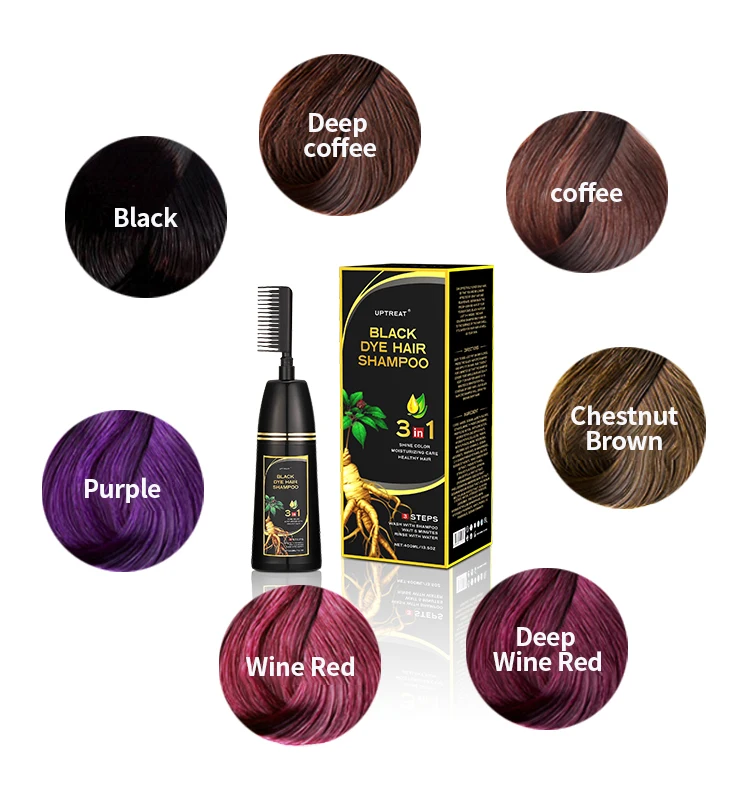 OEM Color Dyeing Cream Home Use Natural Black Hair Shampoo Ingredients Permanent Easy Coloring Hair Color Shampoo with Comb