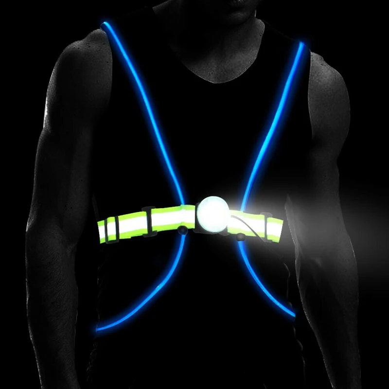 Hight Power LED Light Running Reflective Vest Safety Night Light USB Rechargeable Cycling  Warning Chest Run lamp Other Camping