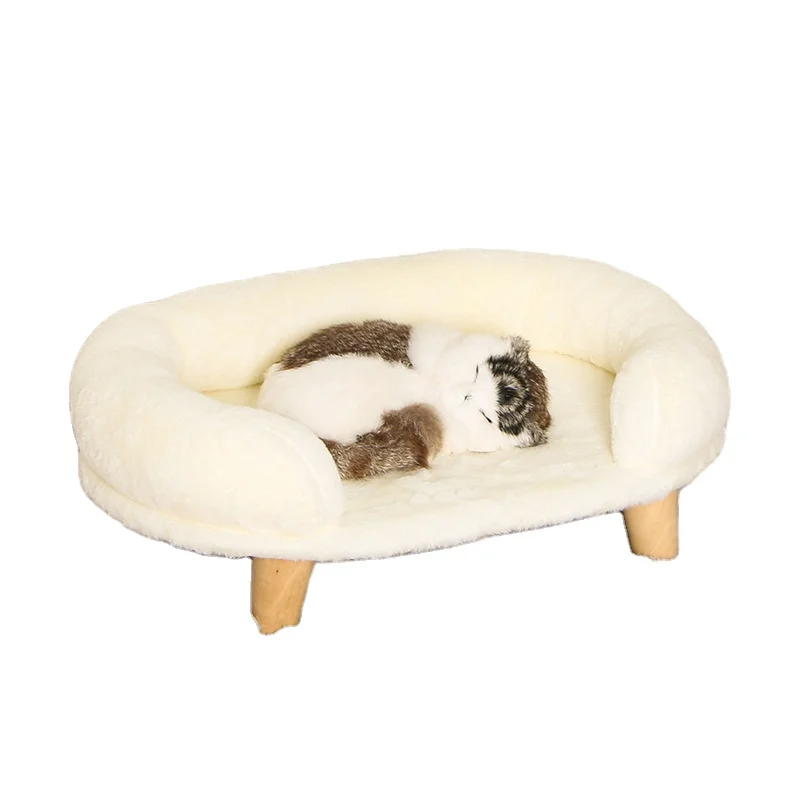 Wooden Rabbit Velvet Luxury Cat Bed Couch Sofa Pet Sofa Cat Dog Plush Bed