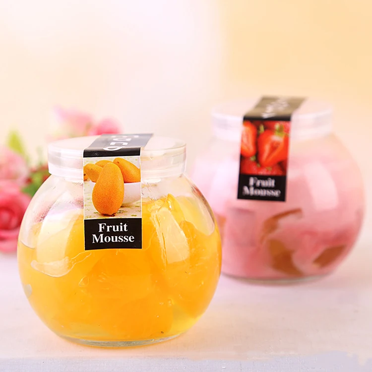 100ml 200ml 300ml Round Shape Pudding Glass Jar Glass Yogurt Jar With Plastic Lid