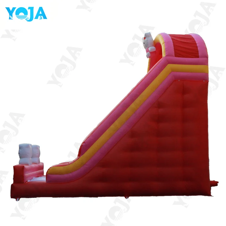 Commercial Fun City Inflatable Dry Slide Pink and white cat theme Inflatable Double Lanes Slides for Kids