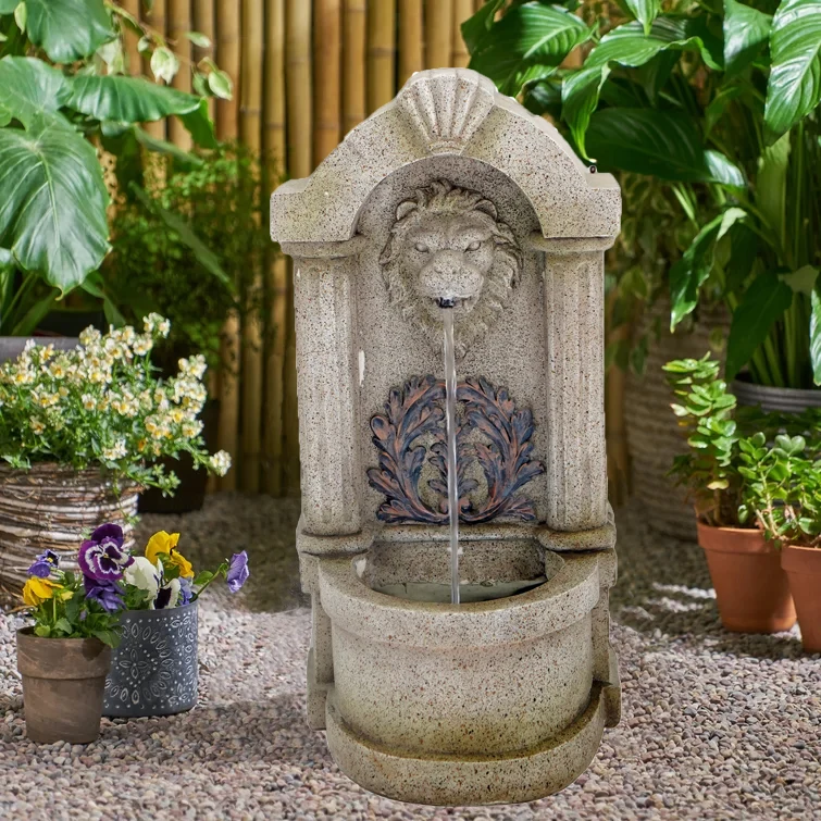 Indoor Zen Meditation Decor Home Fengshui Water Fountain With LED lion Resin Rockery Water Fountain