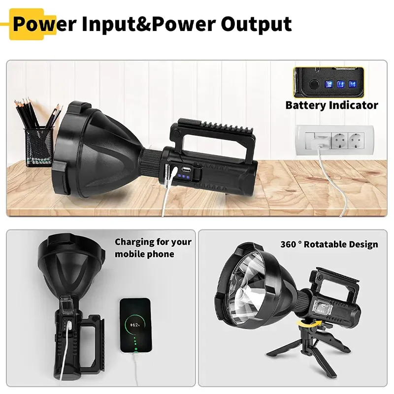 Powerful P50 4 Lighting Modes Usb Rechargeable Camping Hunting Flashlight Portable Outdoor Search Light Handheld Searchlight