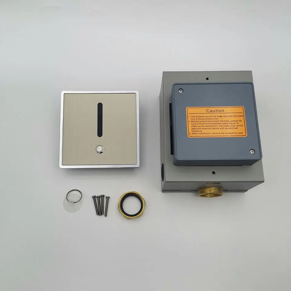 Push Button Auto Concealed Toilet Hands Free IR Sensor Flush Touch-less Sensor Flush Valve