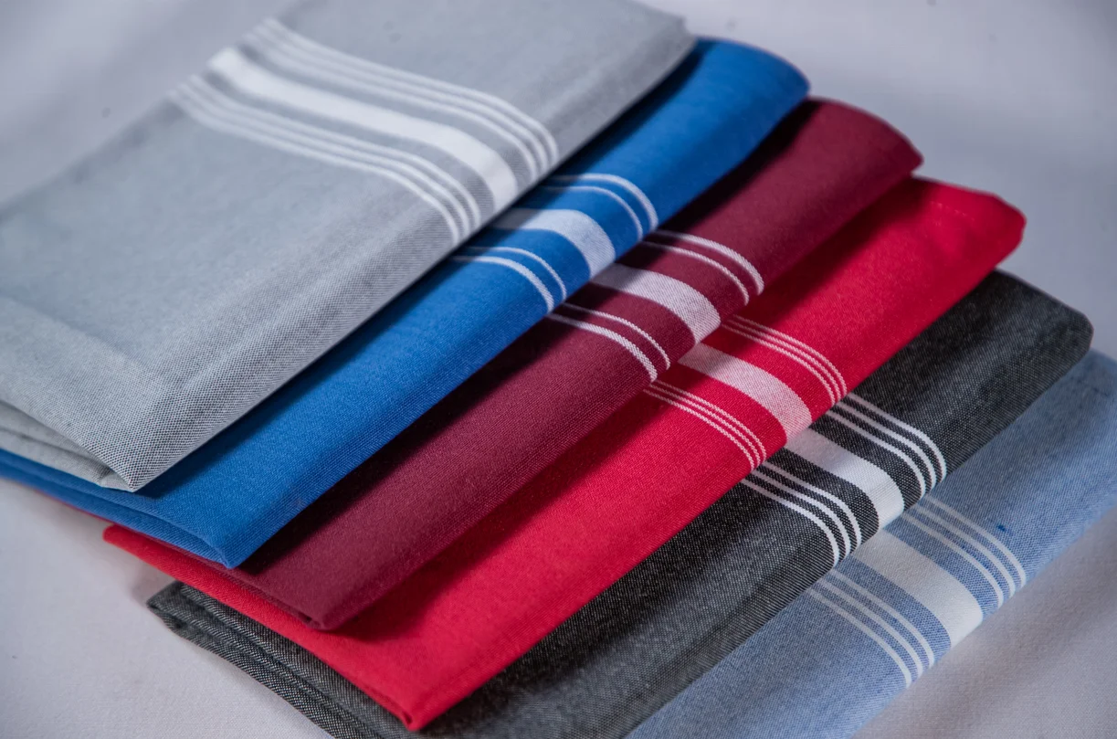 100% MJS Spun Polyester Reverse Bistro Dinner Napkins With 7 Stripes for Table 12Sx12S