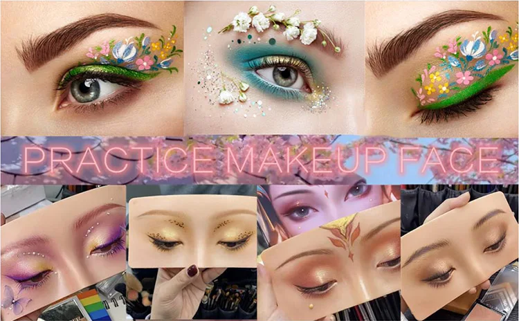 Permanent makeup practice board Silicone Face Eyelashes Practice For Cosmetic Training