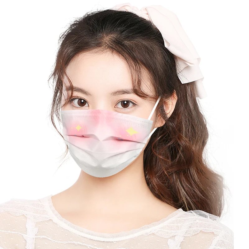 High quality 3ply non-woven cotton breathable safety facemask for daily use cute blush design masks disposable medical face mask