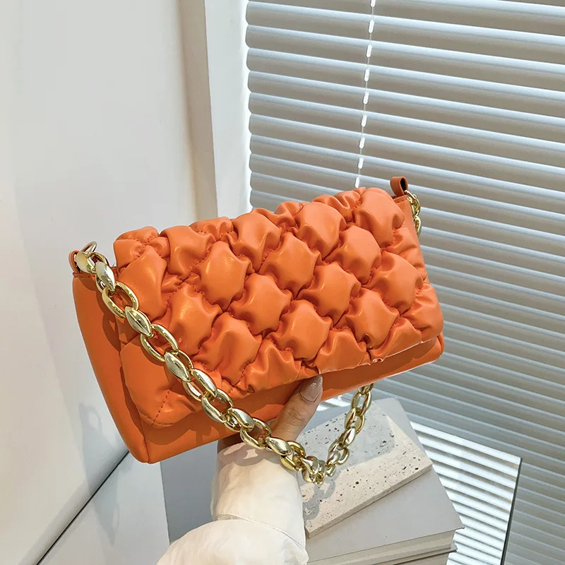 2022 New Arrival Woman Bags Brand Golden Chain PU Leather Shoulder Bags Ladies Trendy Fashion Handbags For Women Luxury