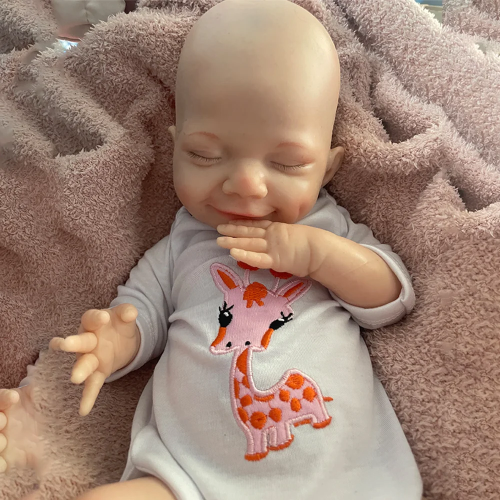 17' Correct Anatomy Smiling Girl Full Silicone Reborn Baby Flexible Limbs Educational Doll Kid Gift Toy 1:1 Simulation