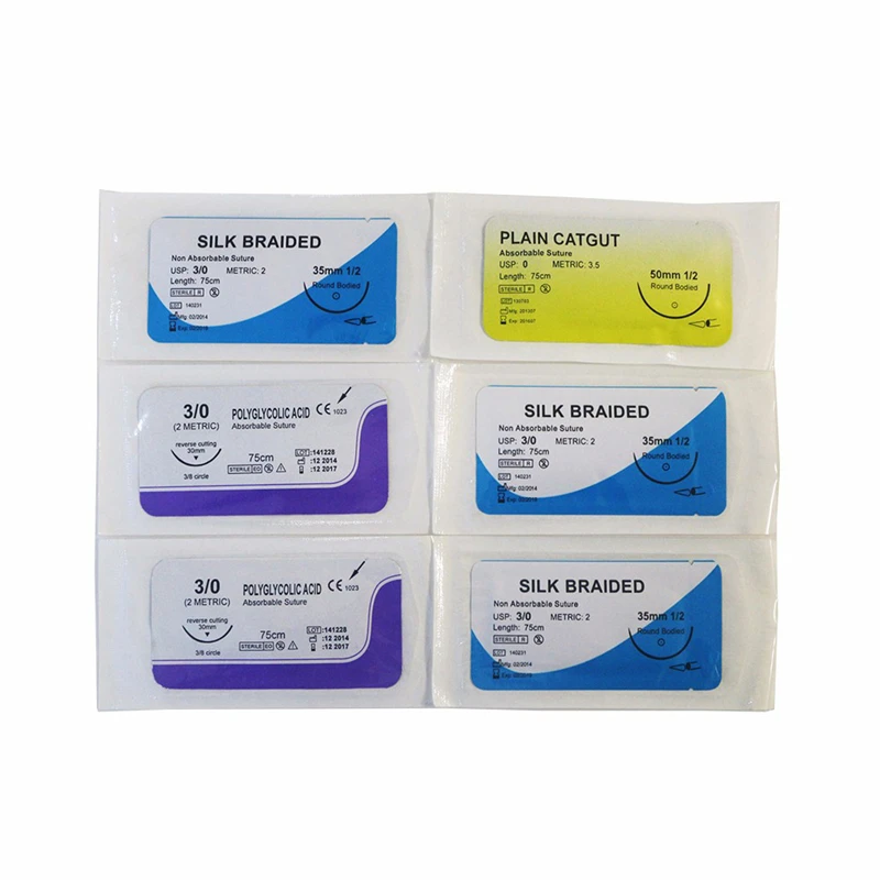 
Medical non absorbable suture nylon / polypropylene / silk / polyester surgical suture with needle 