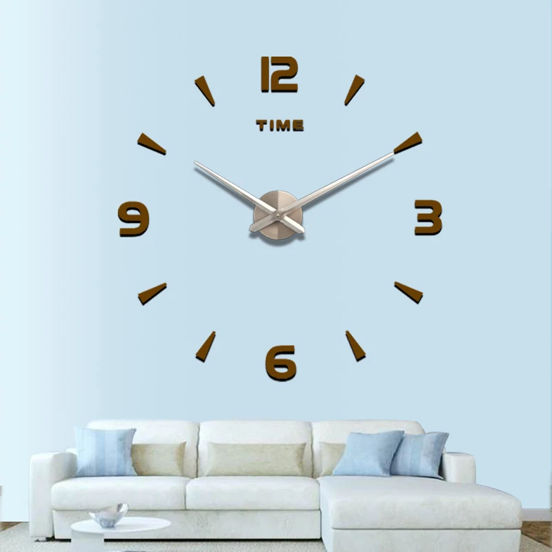 Custom wall clocks modern clock 3d home decorative clock wall sticker diy decor wall  large digital mirror acrylic quartz clock