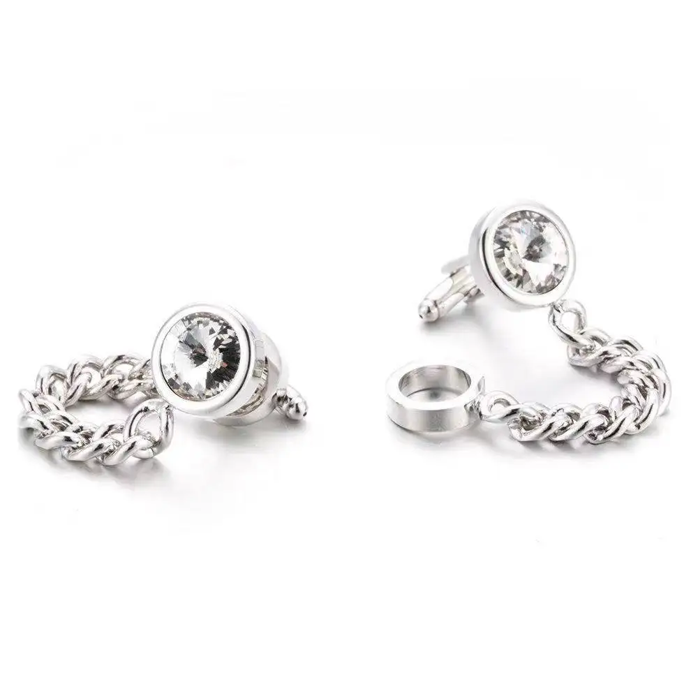 Wholesale Novelty crystal Chain Link Cufflinks with diamond for Men