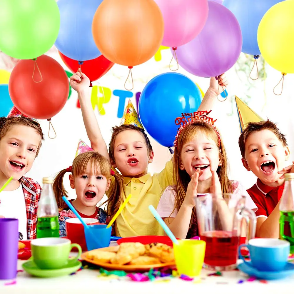 supply low MOQ 18 inch baby large neon punch latex balloons with rubber band handles punching balloon