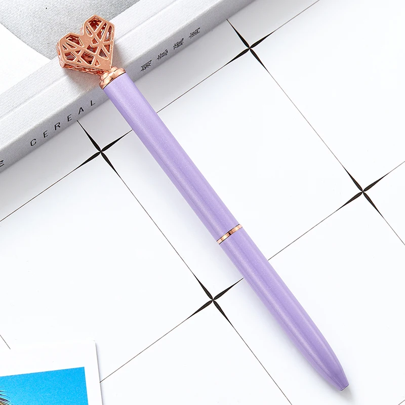 cute heart head ballpoint pens school supplies black ink metal ball pens custom logo