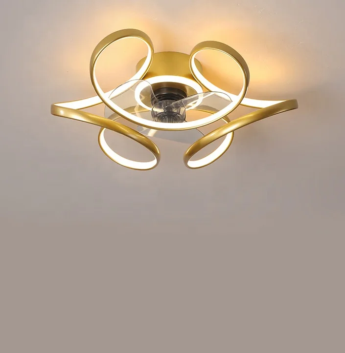 2021New Iron Art Ceiling Fan With App Control Light