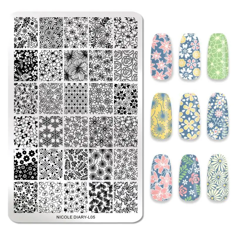 Hot Sell Wholesale Custom Design Nail Art Stamp Stamping Image Plate anime flower silicone 3d stamping art plates nail tools