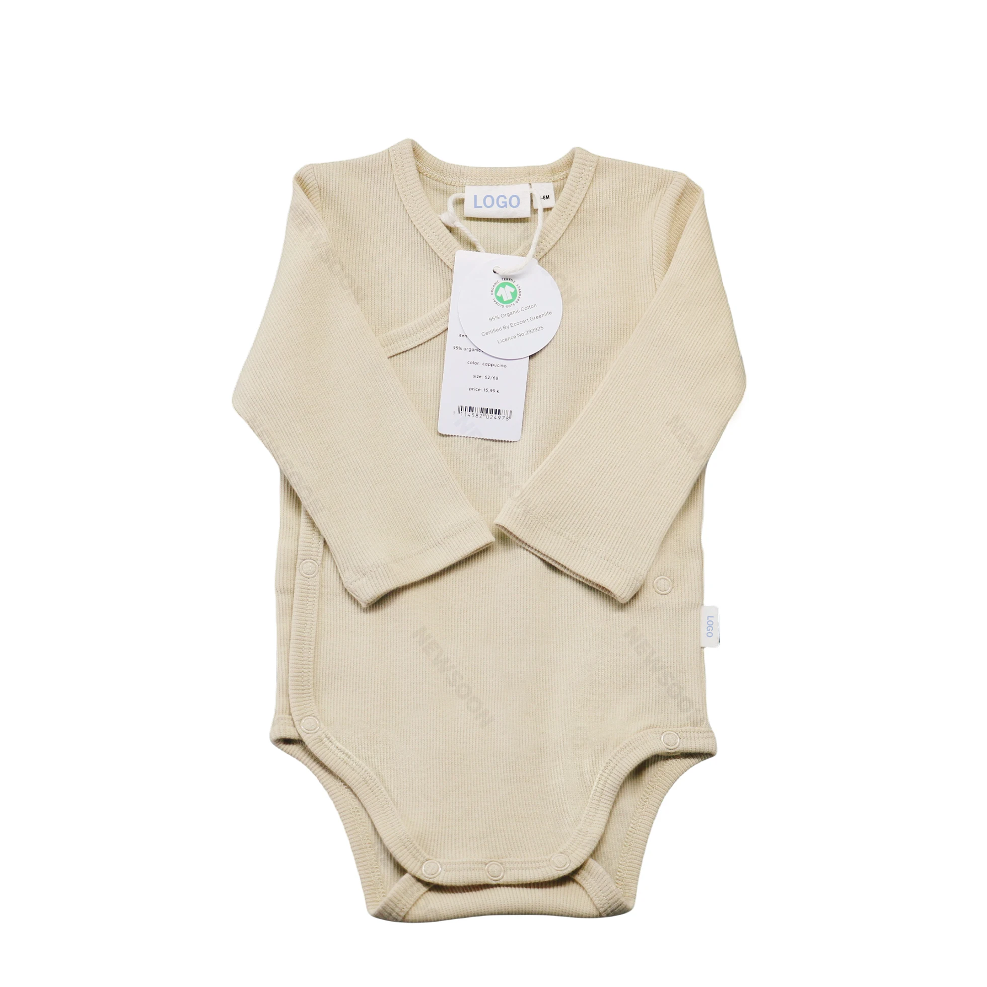 Custom Gots Certified Organic Rid Cotton Baby Romper Newborn One Piece Organic Cotton Onesies Baby Clothes