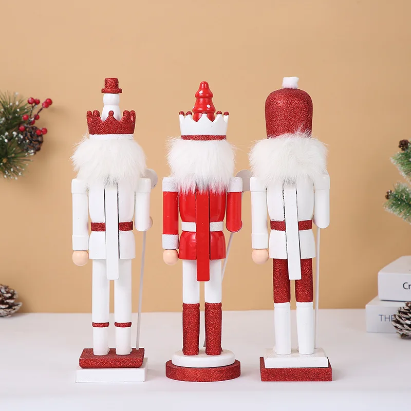 3pcs/set Christmas decorations wooden walnut puppet king soldier 38Cm Christmas nutcracker