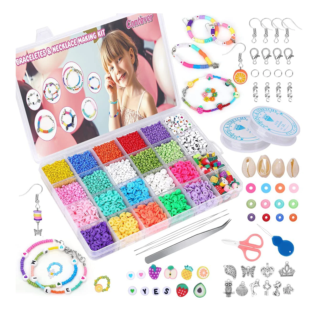 Polymer Clay Beads Set Jewelry Making 485PCS Polymer Clay Spacer Beads Jewelry Diy Beads Set