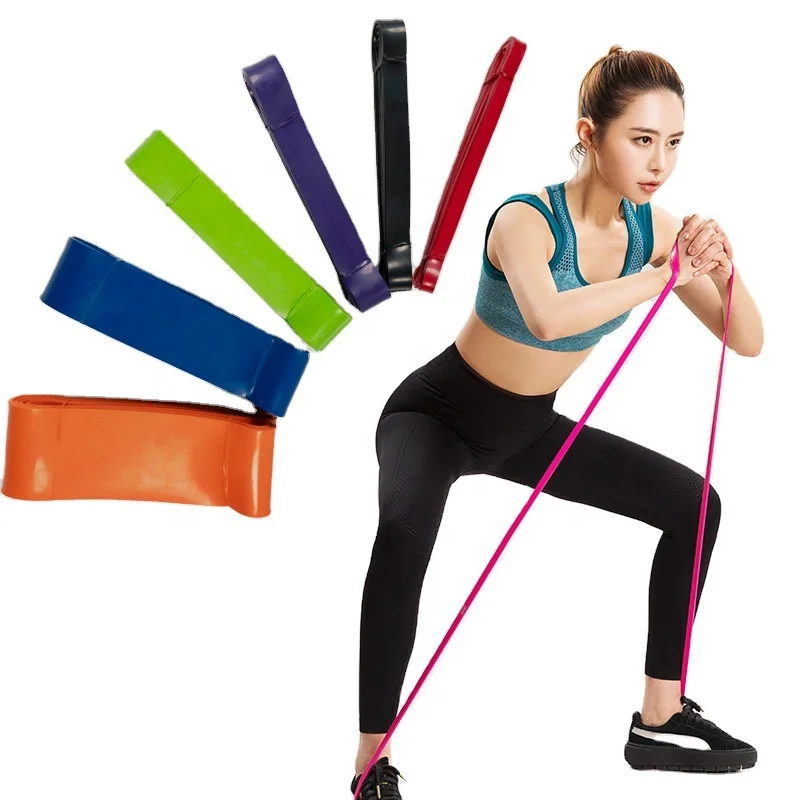 exercise band custom color customized fitness natural latex resistance bands set  wholesale