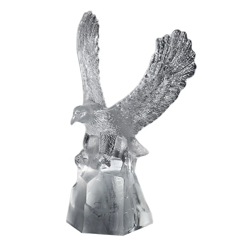 Wholesale Transparent K9 Crystal Eagle Trophy Large Glass Flying Eagle Hawks Shaped Trophies For Corporation Gift CBG-14A