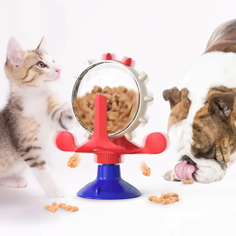 latest design dog cat pet IQ training suction cup spin rotary table turntable windmill slow feeder automatic leaking food toy