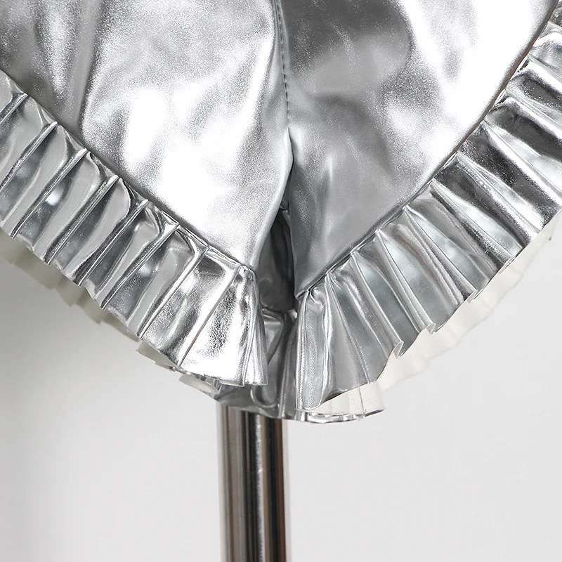 Fashion Casual Streetwear Unique Shine Women Biker Shorts Pants Pu Leather Hot Pants Designer Shorts Woman Clothing Solid Color