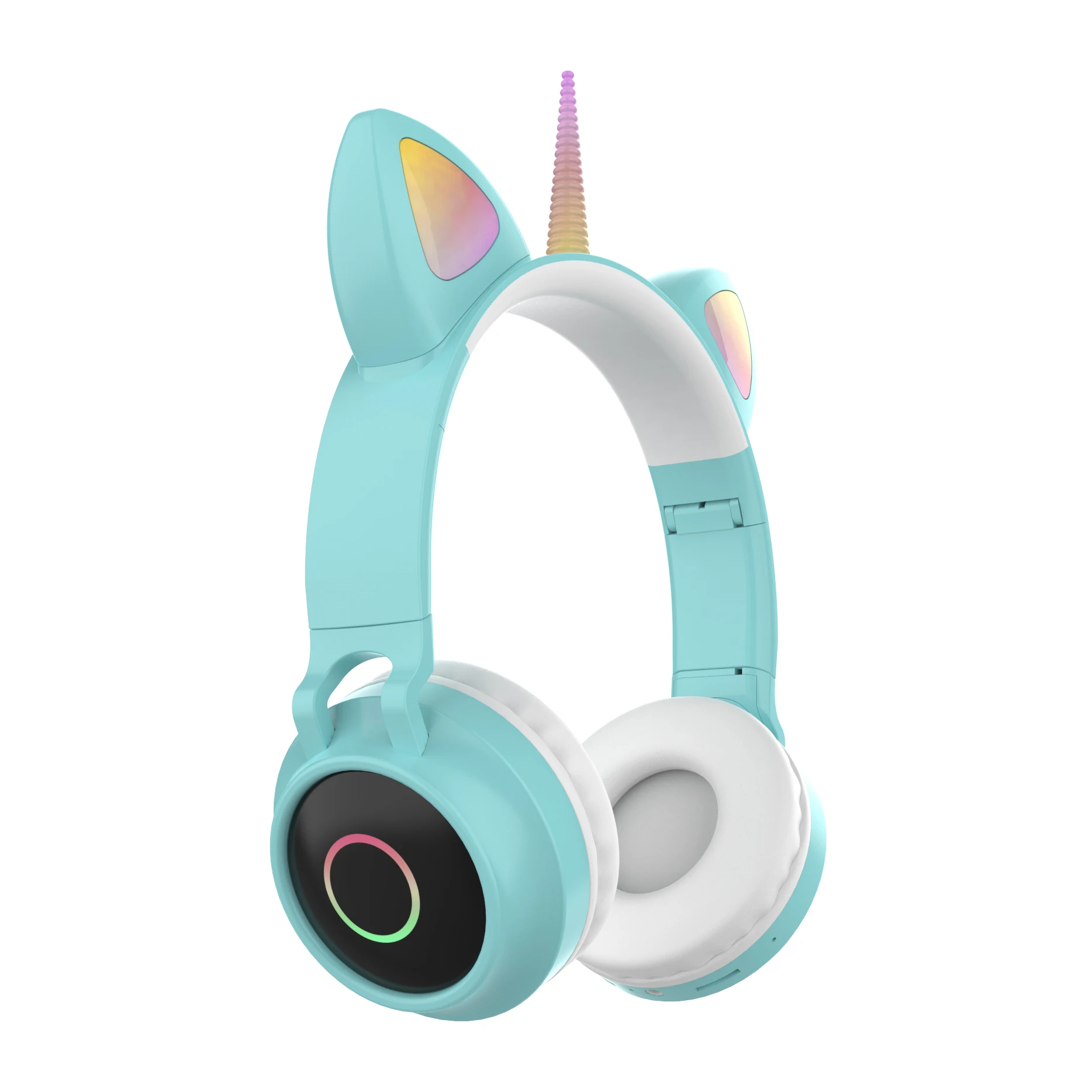 Christmas Unicorn Hot Ture Wireless Headset Cute Earphone for Girls Cat Ear Kids Headphones with Colorful Light TF Card Playback